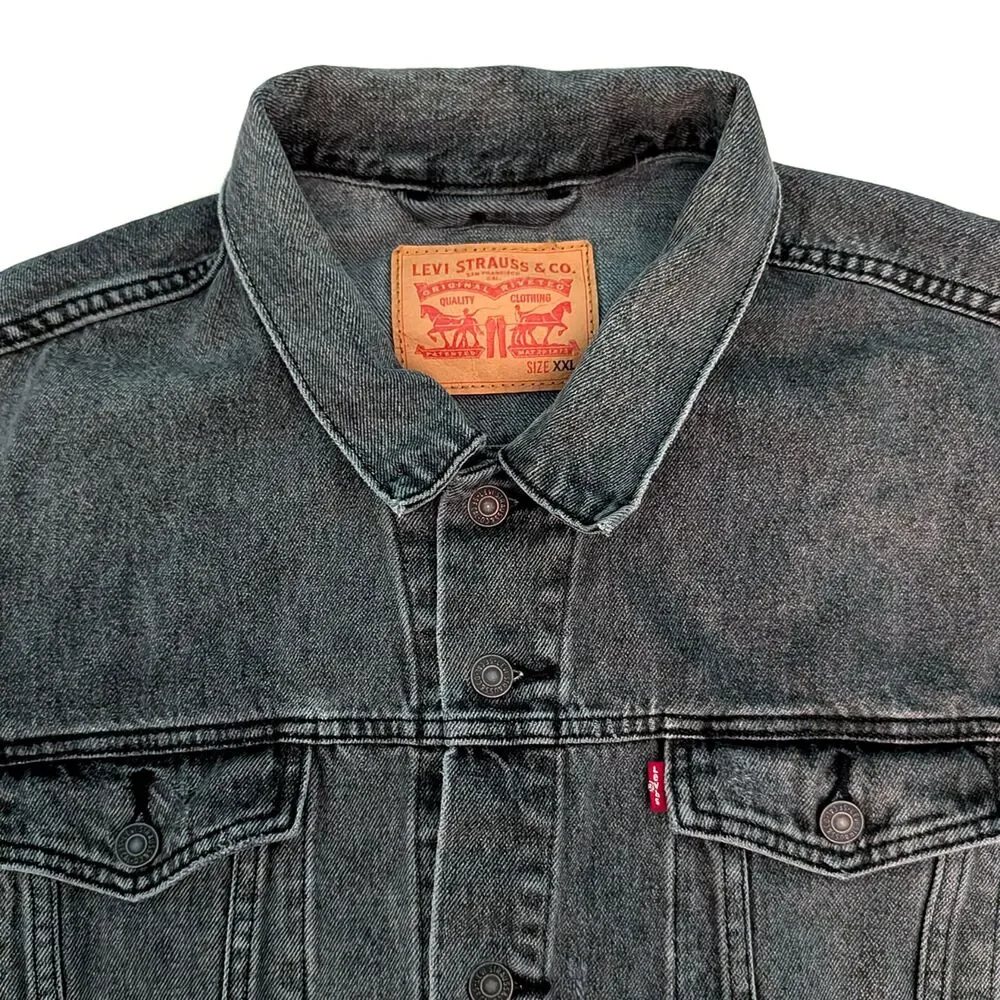 Levis Trucker Jacket Mens XXL Denim Jean Charcoal Wash Casual Western Streetwear